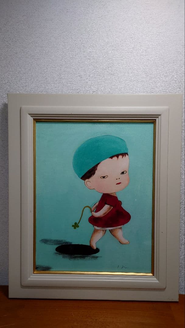 油彩画　肉筆画　作者不詳　幸運のクローバー　F6号