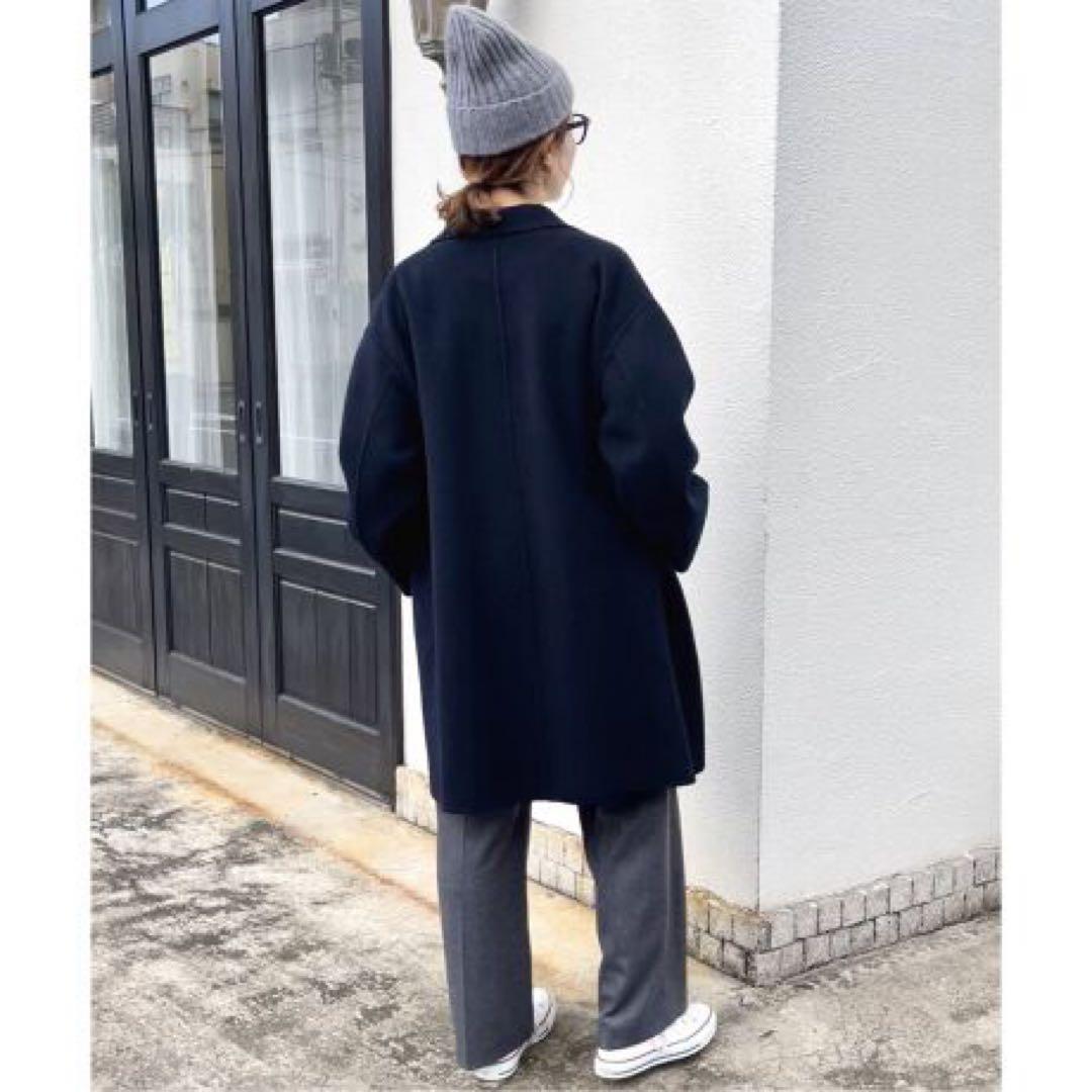 スピックアンドスパン W/Nyダブルブレストリバーコート　ゆったり　オーバー