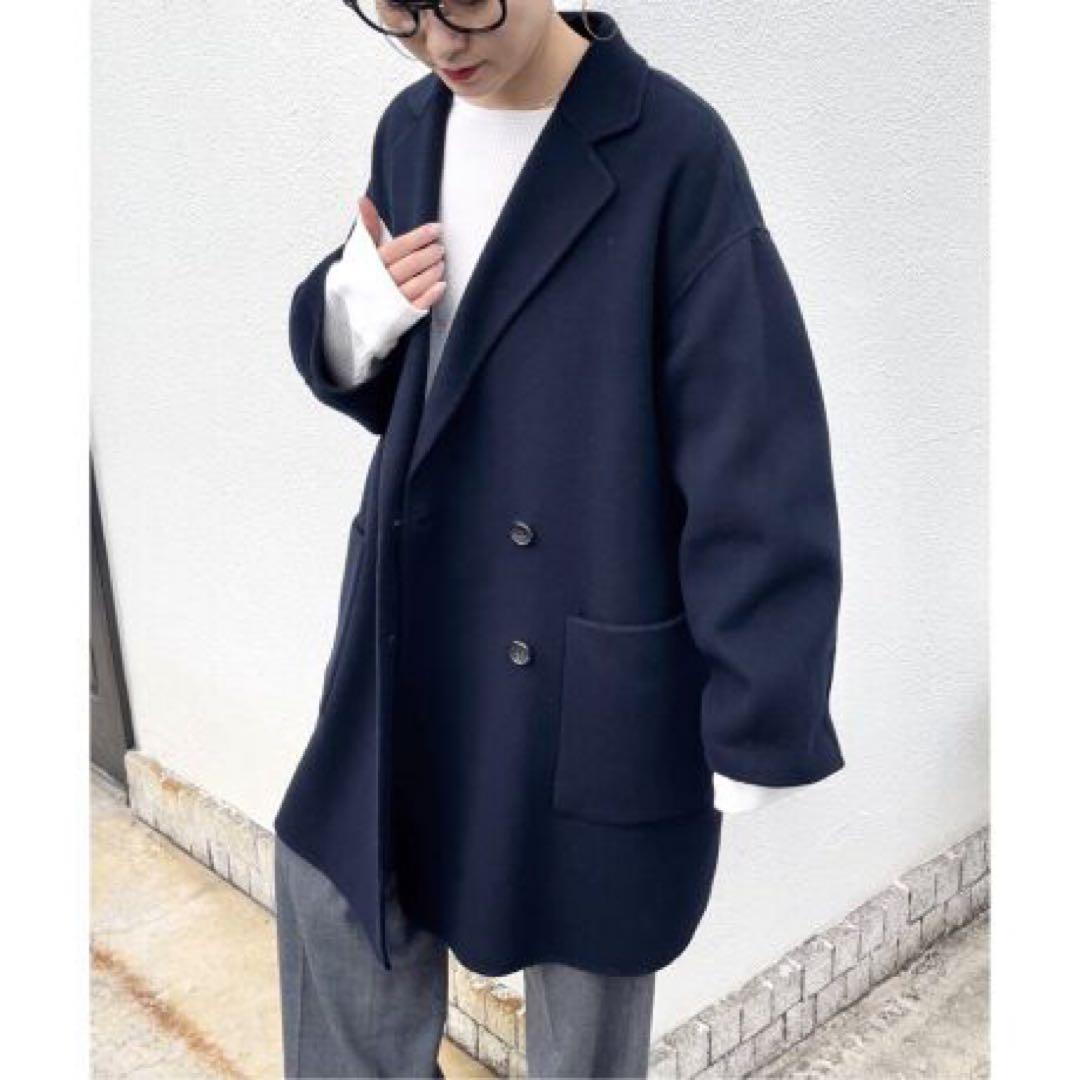 スピックアンドスパン W/Nyダブルブレストリバーコート　ゆったり　オーバー