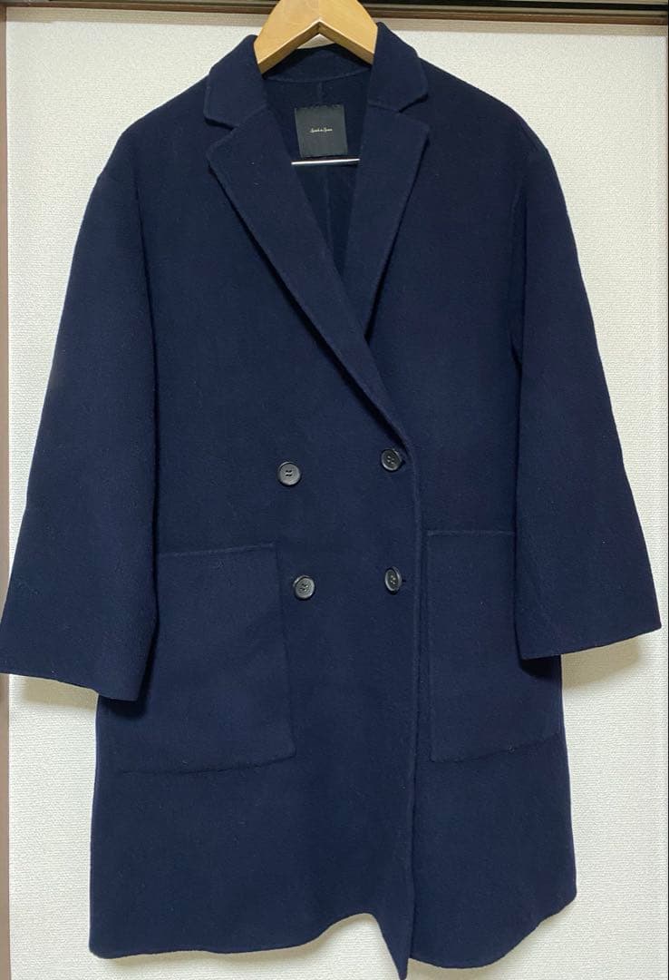 スピックアンドスパン W/Nyダブルブレストリバーコート　ゆったり　オーバー