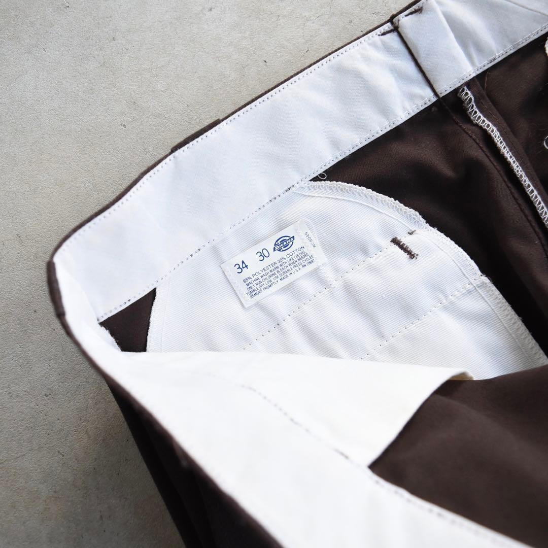 80s90s ディッキーズ ワークパンツ ブラウン チビタグUSA製W34L29