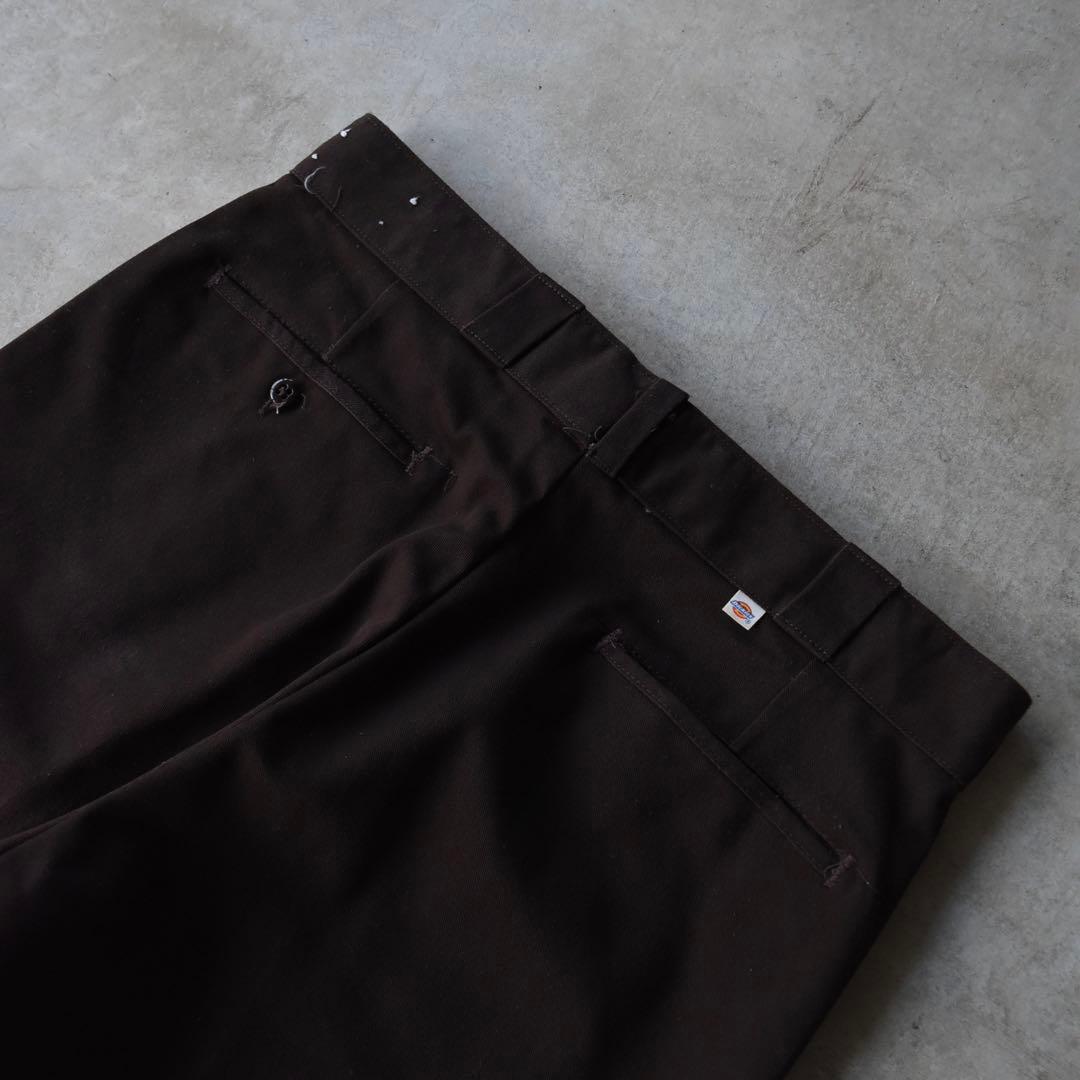 80s90s ディッキーズ ワークパンツ ブラウン チビタグUSA製W34L29