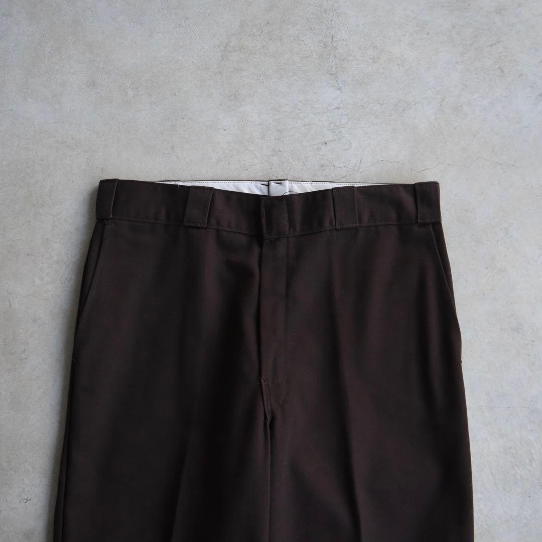 80s90s ディッキーズ ワークパンツ ブラウン チビタグUSA製W34L29