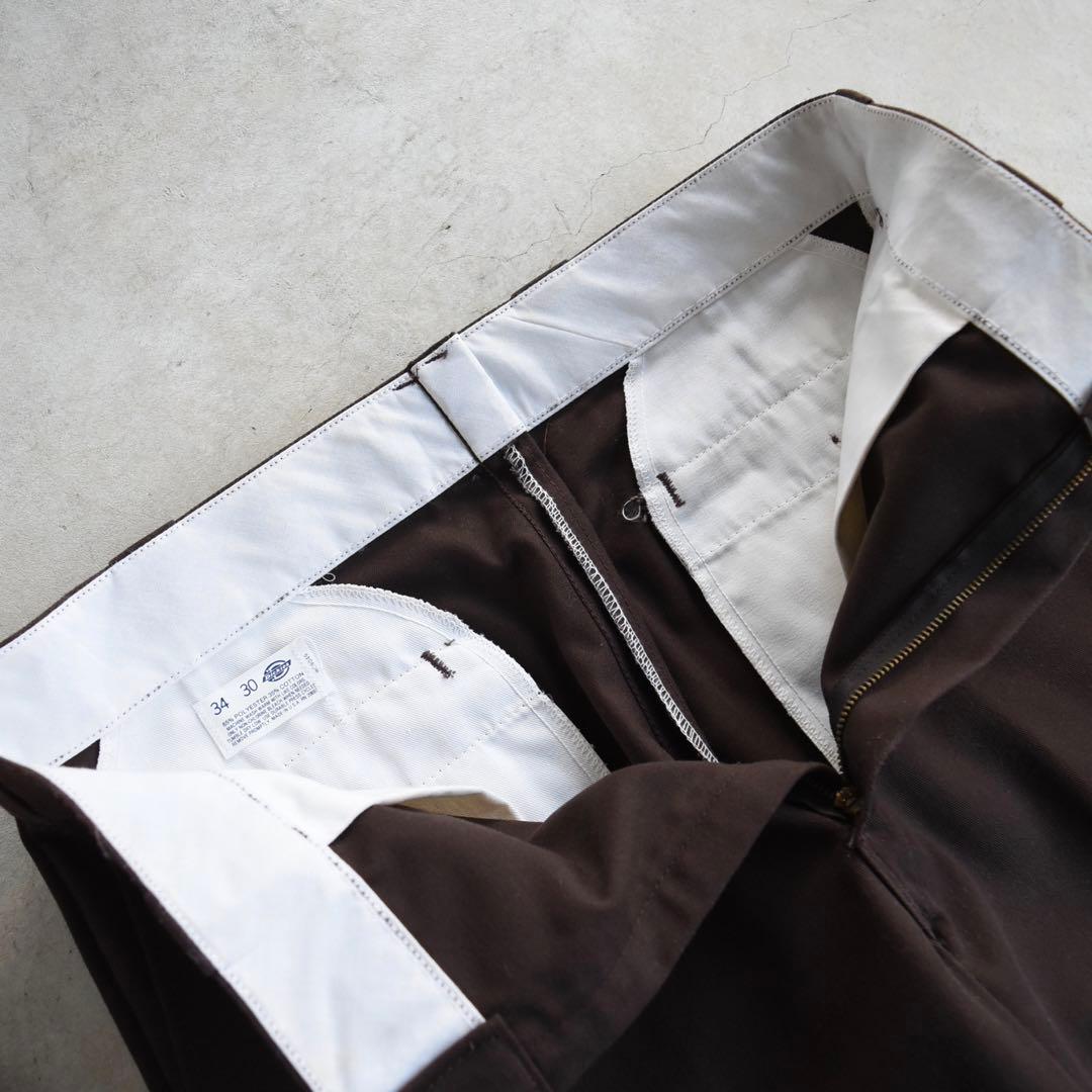 80s90s ディッキーズ ワークパンツ ブラウン チビタグUSA製W34L29