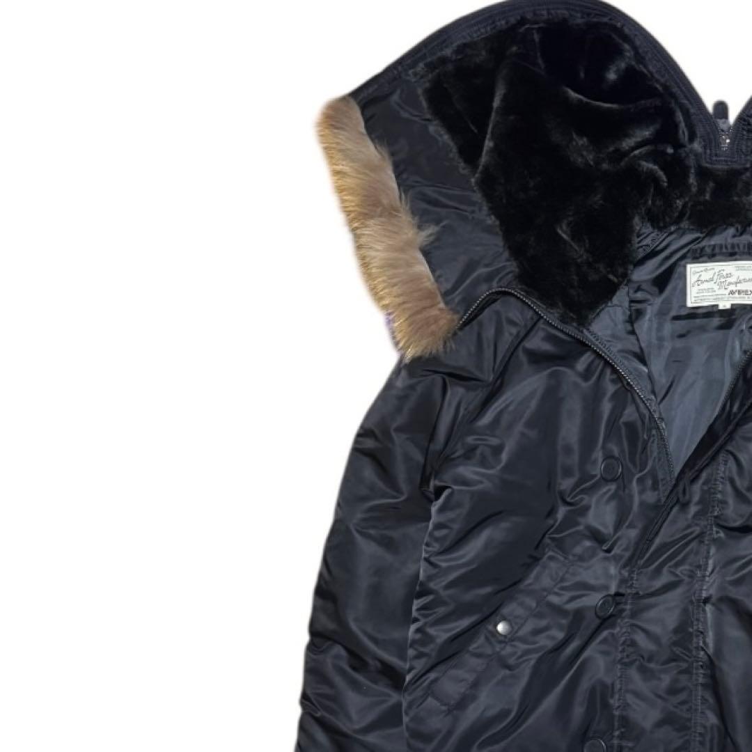 AVIREX ラクーンファー N-2B 短丈 フライトジャケット ブラック XL