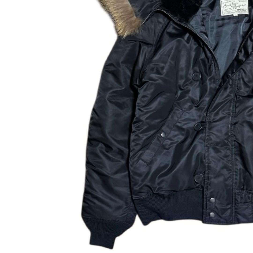 AVIREX ラクーンファー N-2B 短丈 フライトジャケット ブラック XL