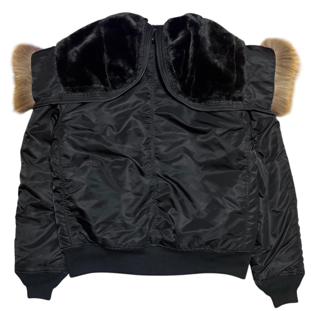 AVIREX ラクーンファー N-2B 短丈 フライトジャケット ブラック XL