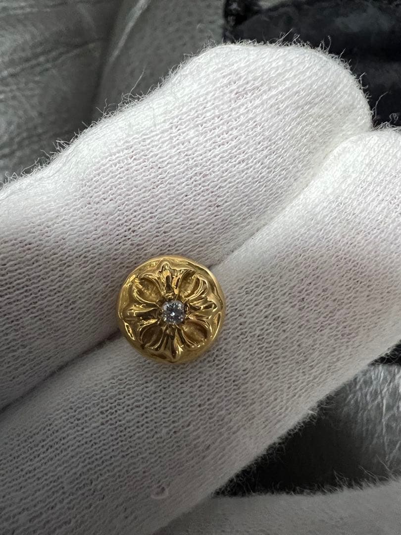 クロムハーツ 22k クロスボール スタッド ピアス 純正ダイヤ 原本付き