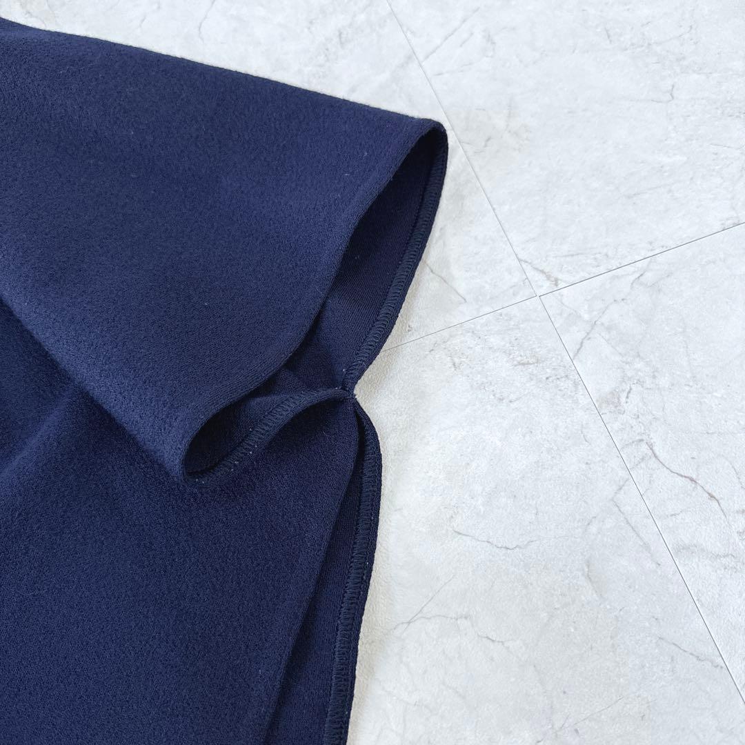 美品☆Leilian レリアン　大きいサイズ13号　ポンチョコート　濃紺　ウール