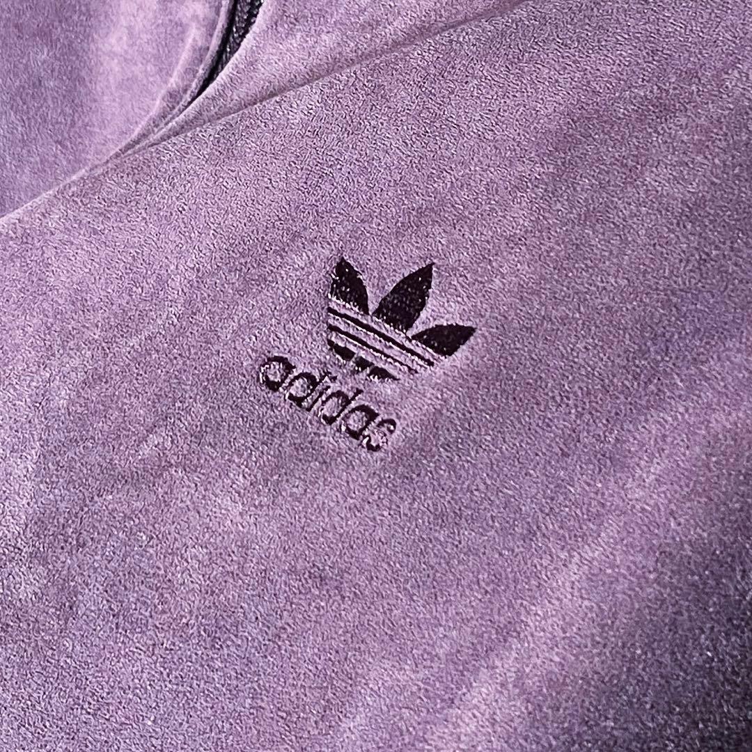 【極美品 レディース XL】アディダス 刺繍ロゴ スウェード トラックトップ.