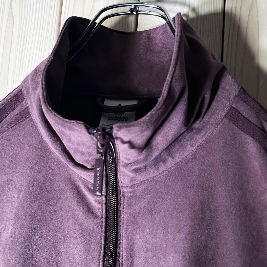 【極美品 レディース XL】アディダス 刺繍ロゴ スウェード トラックトップ.