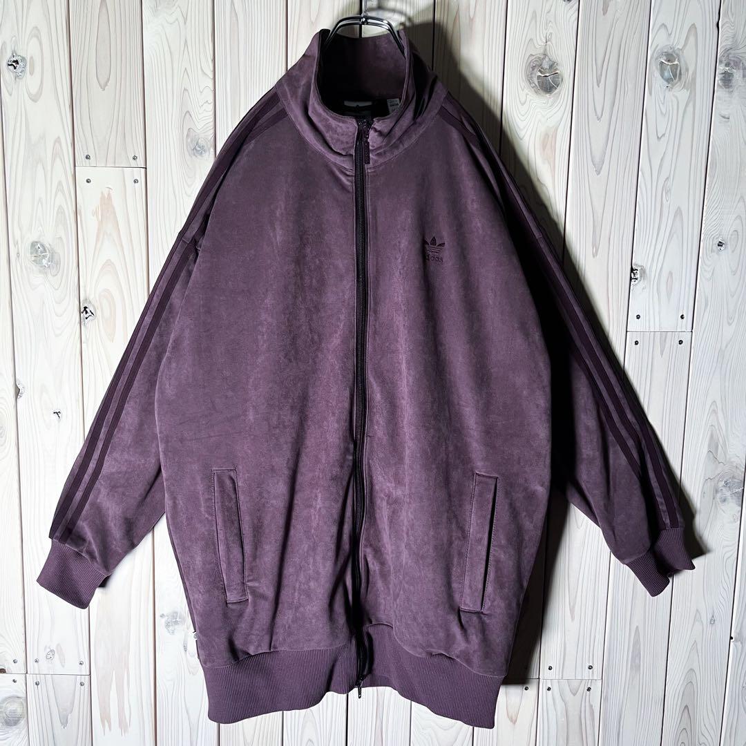 【極美品 レディース XL】アディダス 刺繍ロゴ スウェード トラックトップ.