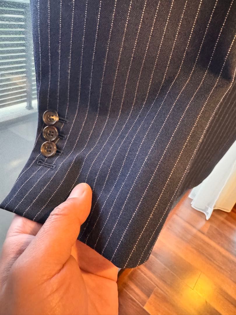 リングヂャケット　ネイビーストライプ スーツ　46