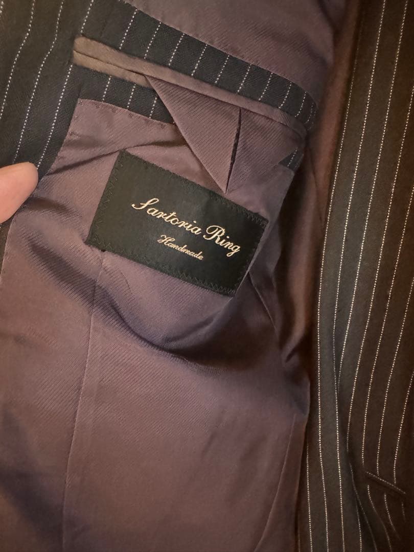 リングヂャケット　ネイビーストライプ スーツ　46