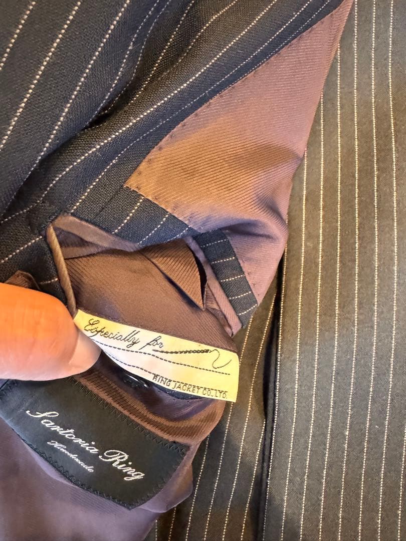 リングヂャケット　ネイビーストライプ スーツ　46