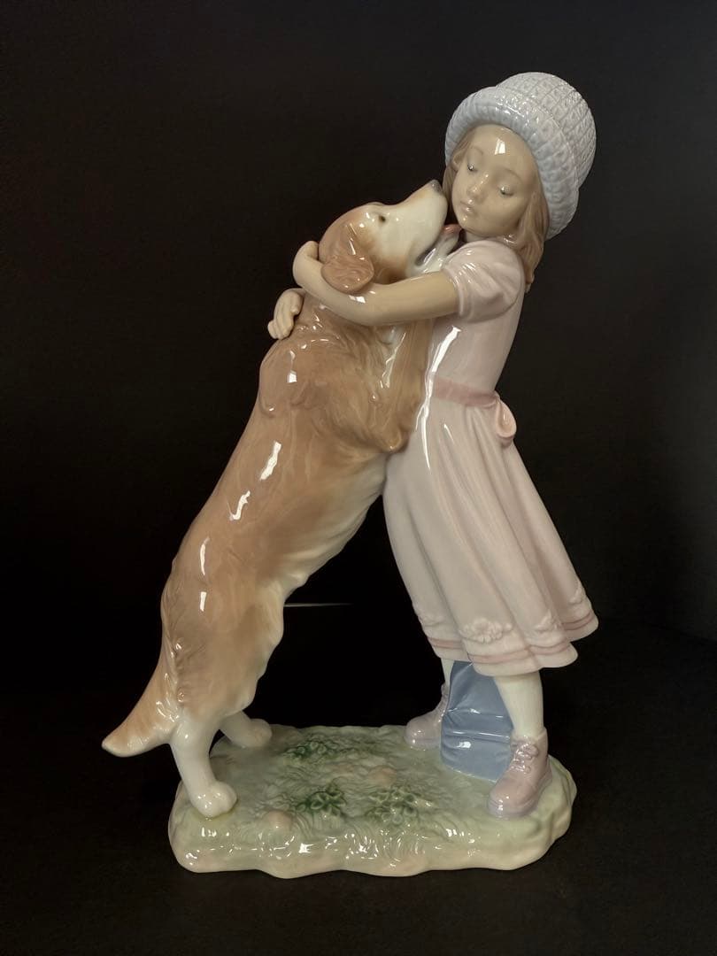 リヤドロ（Lladro リアドロ 陶器人形 置物） 犬と少女 待ってたよ！