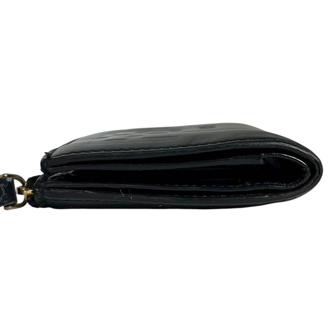 希少✨フェンディ 二つ折り財布 ロゴ 型押し レザー ブラック 黒