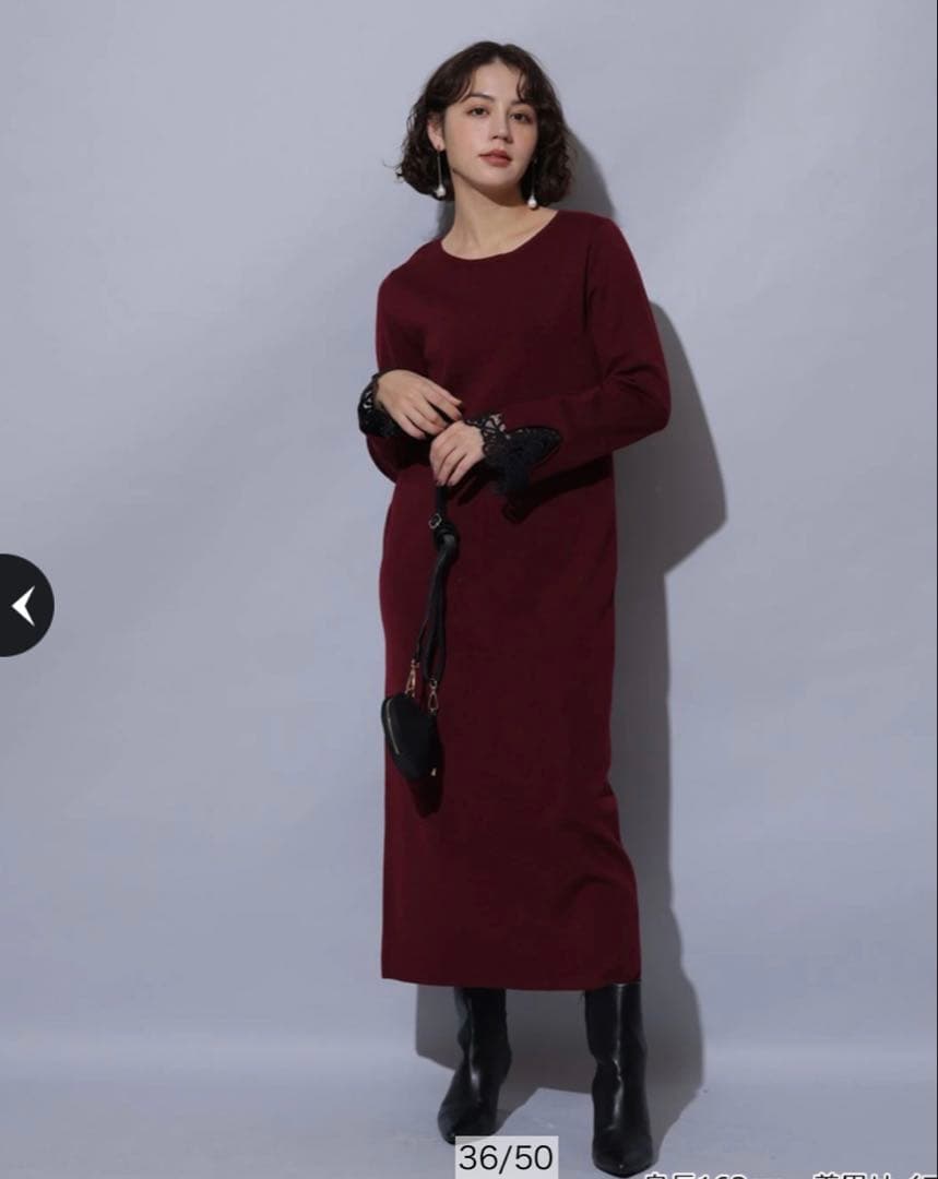 arpagestory袖口レースニットワンピースアルページュストーリー