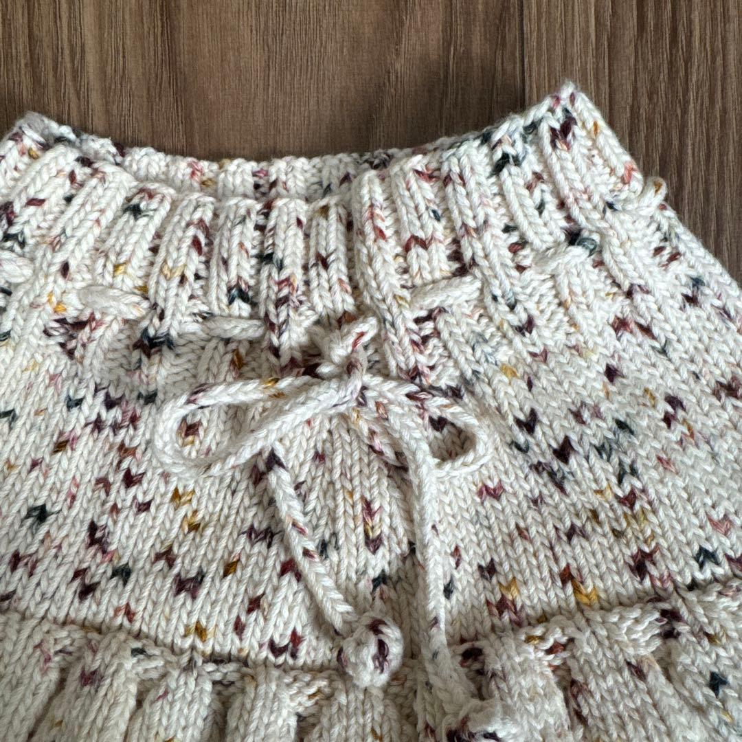 misha&pu f f ニットフリルスカート 100cm クリーム色