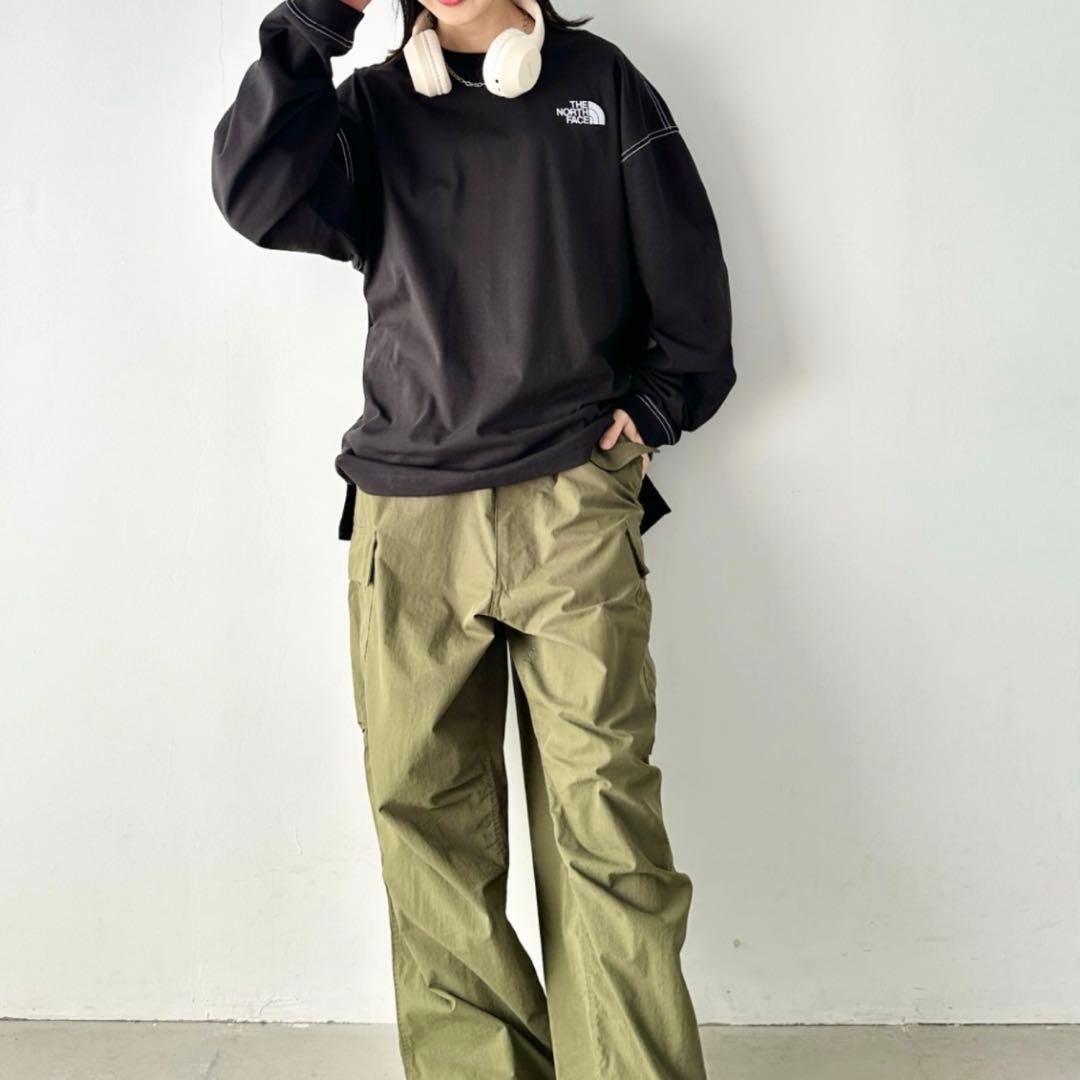 新品 THE NORTH FACE ロゴ刺繍 ステッチ 長袖 ロンT Lサイズ