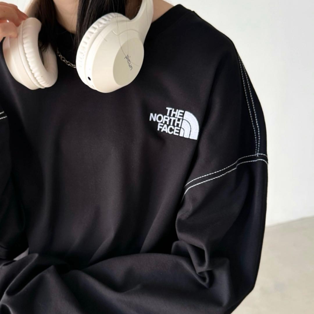 新品 THE NORTH FACE ロゴ刺繍 ステッチ 長袖 ロンT Lサイズ