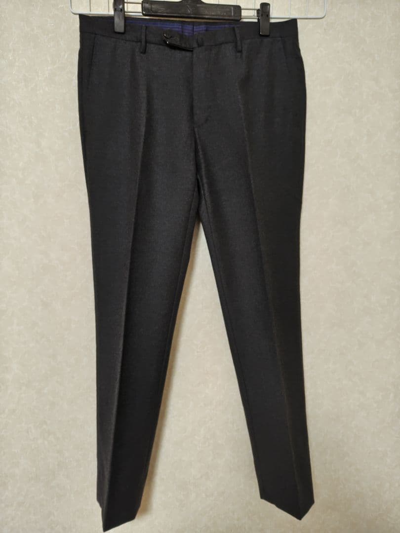 INCOTEX SUPER100'sダークグレー スリムフィット スラックス