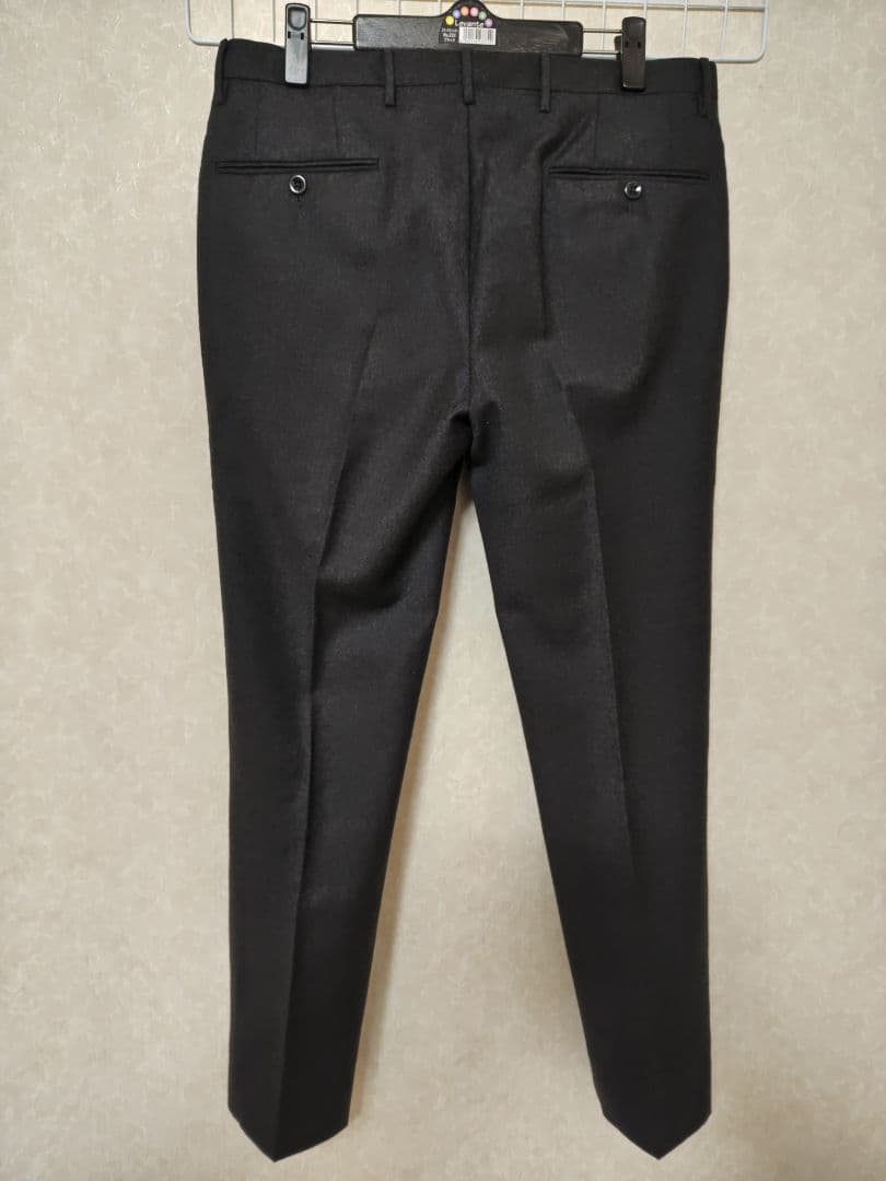 INCOTEX SUPER100'sダークグレー スリムフィット スラックス