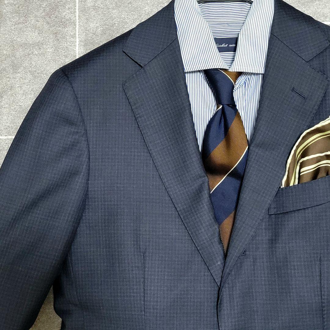 ★美品 ビームスエフ 超高級 ネイビー スーツ