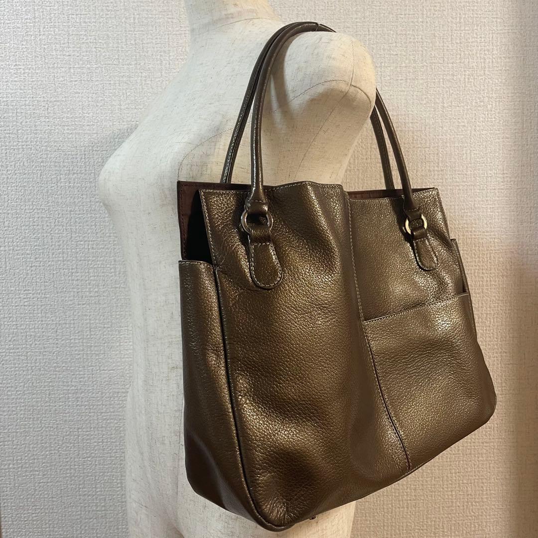 HAMANO ハマノ 濱野皮革工藝 本革 レザートートバッグ ブロンズ
