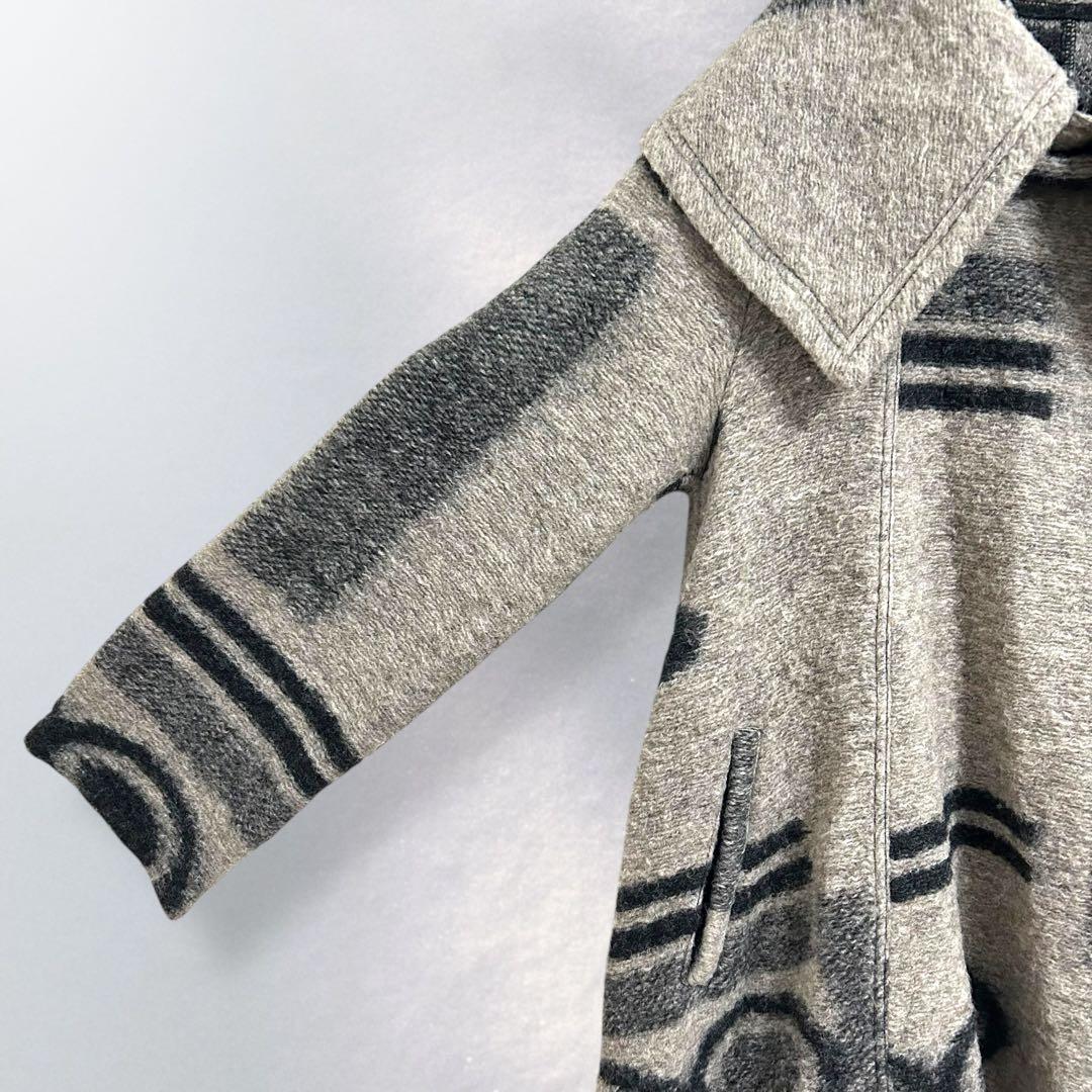 エイココンドウ 総柄 ビッグカラーコート 幾何学柄 ゆったり 42《a958