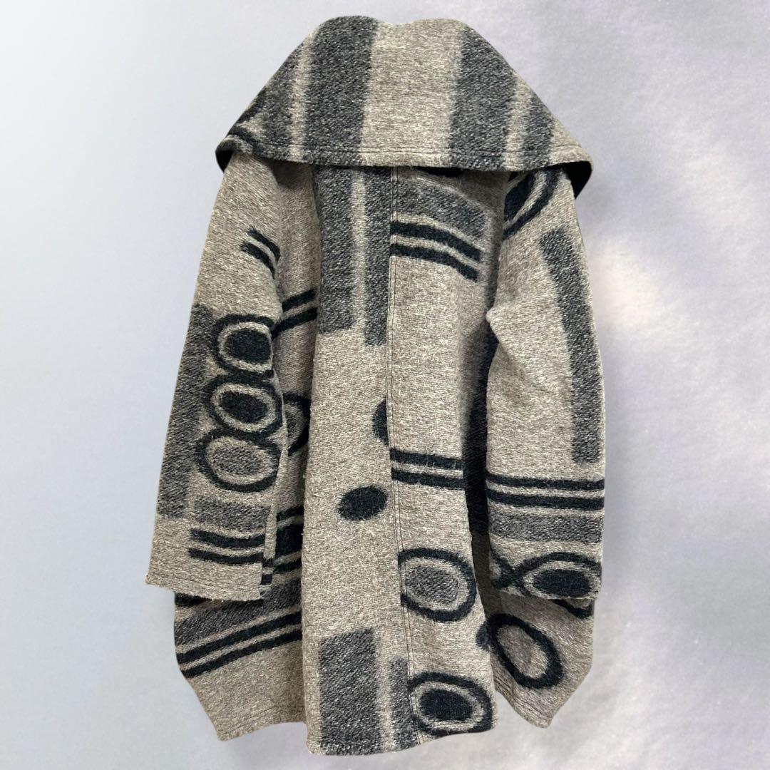 エイココンドウ 総柄 ビッグカラーコート 幾何学柄 ゆったり 42《a958