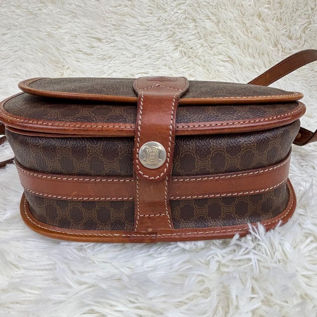 セリーヌ マカダム柄　 PVC×レザー 斜め掛け　ヴィンテージ　ショルダーバッグ