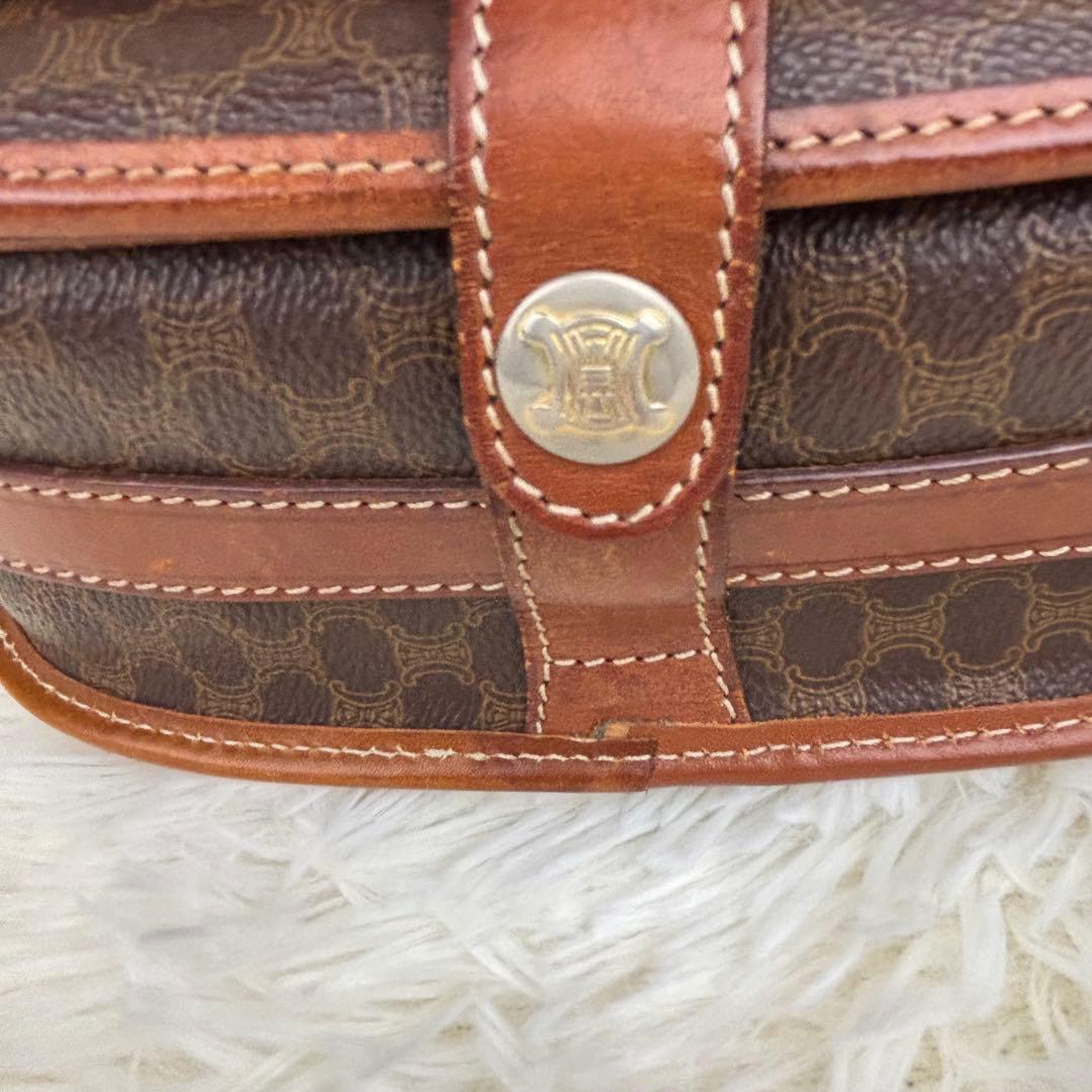 セリーヌ マカダム柄　 PVC×レザー 斜め掛け　ヴィンテージ　ショルダーバッグ