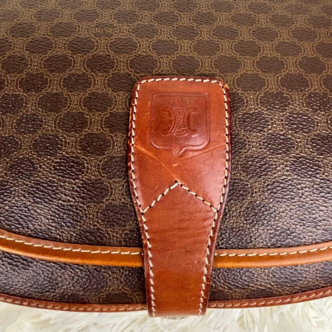 セリーヌ マカダム柄　 PVC×レザー 斜め掛け　ヴィンテージ　ショルダーバッグ