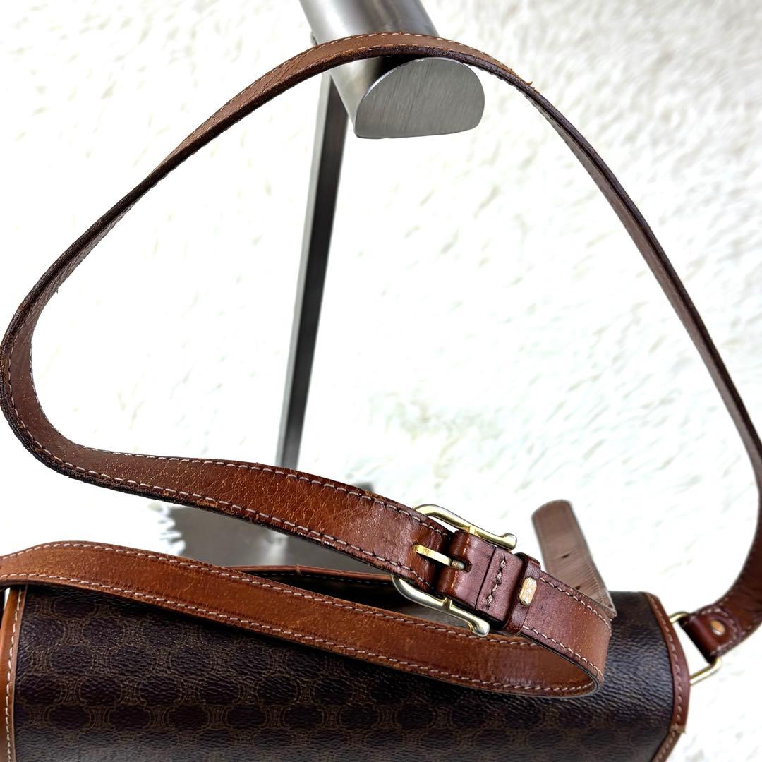 セリーヌ マカダム柄　 PVC×レザー 斜め掛け　ヴィンテージ　ショルダーバッグ