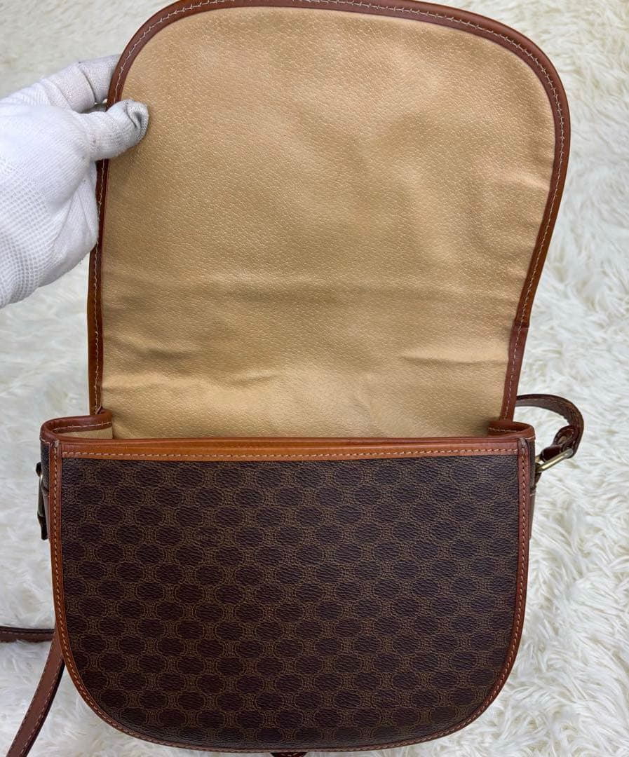 セリーヌ マカダム柄　 PVC×レザー 斜め掛け　ヴィンテージ　ショルダーバッグ