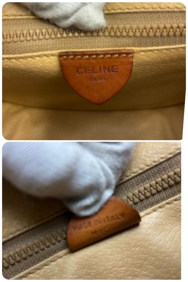 セリーヌ マカダム柄　 PVC×レザー 斜め掛け　ヴィンテージ　ショルダーバッグ