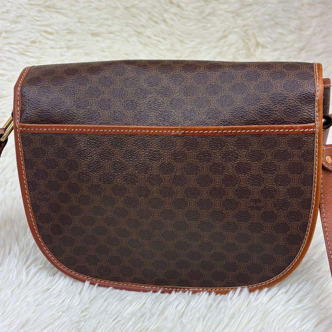 セリーヌ マカダム柄　 PVC×レザー 斜め掛け　ヴィンテージ　ショルダーバッグ