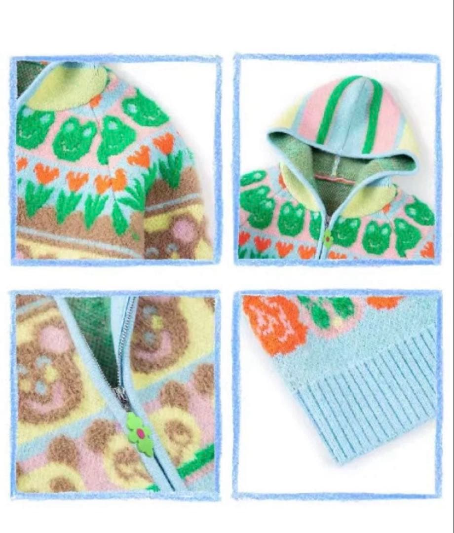 tntntutu ショウワ リトル アニマルズ ニットパーカー