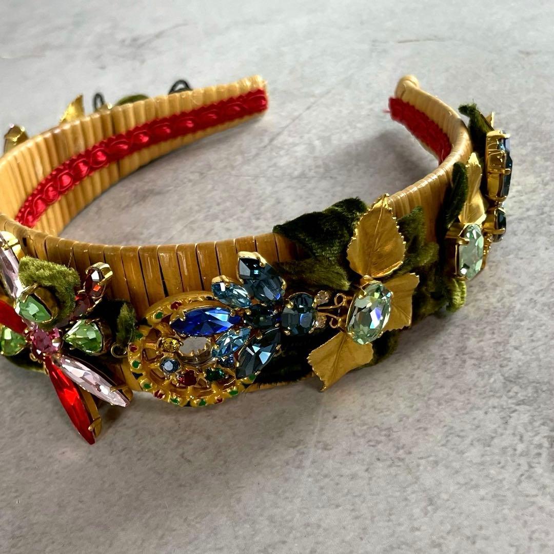 希少★ドルチェ＆ガッバーナ バンブー カチューシャ ビジュークリスタル フラワー