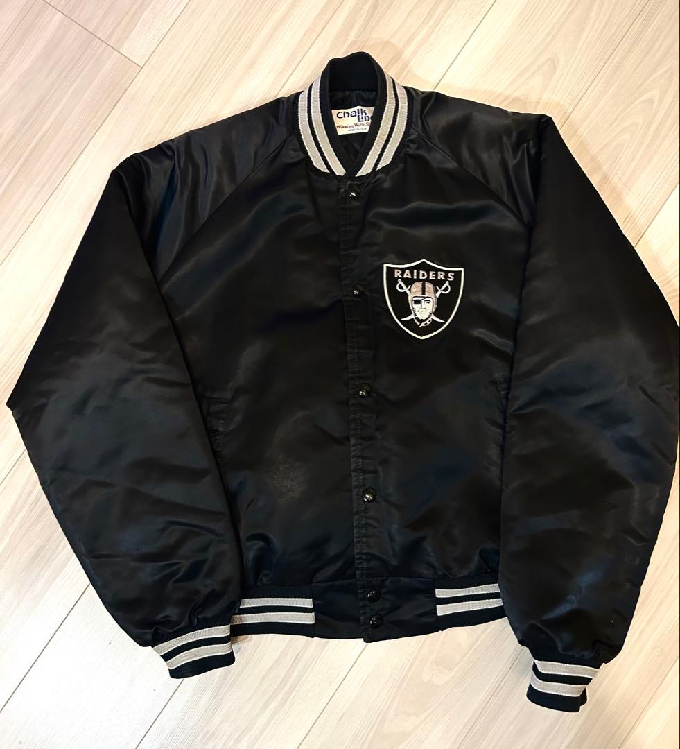 美品　80s RAIDERS スタジャン ブラックL