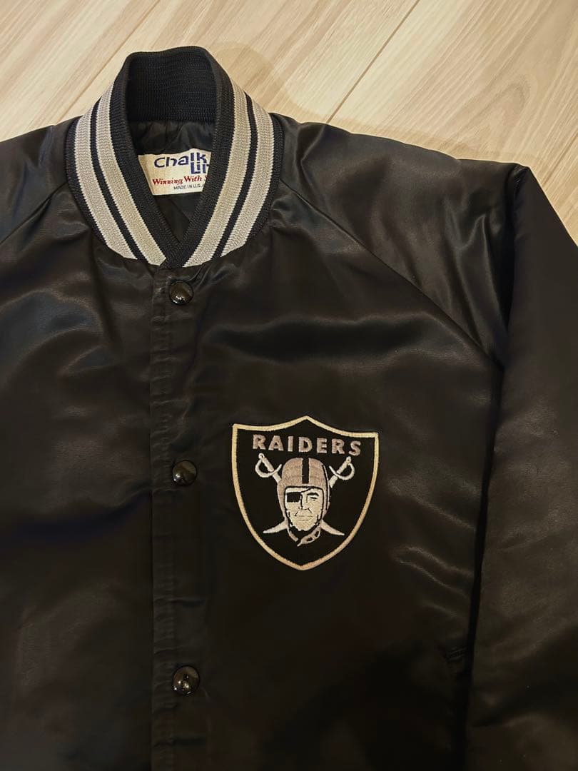 美品　80s RAIDERS スタジャン ブラックL