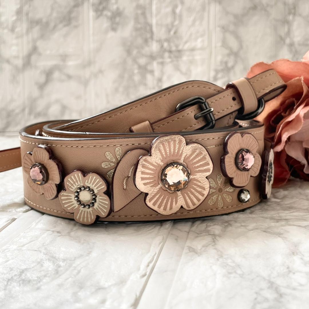 極美品✨COACH コーチ ティーローズ フラワー　ショルダーストラップ