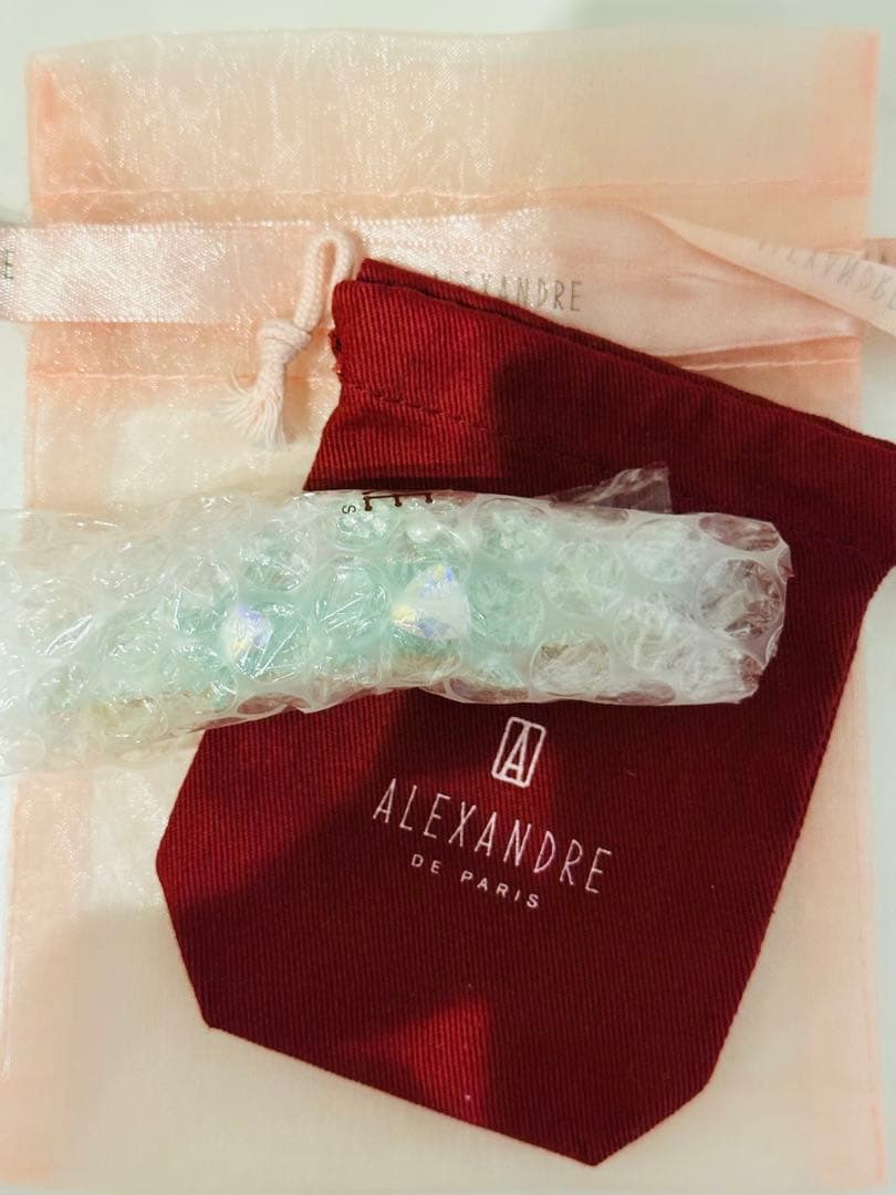 【新品未使用】alexandre de paris カニ　バレッタ　緑8cm