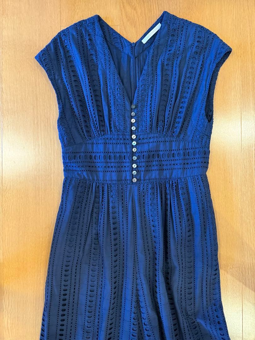 値下ne Quittez pas☆カットワーク　オールインワン☆ネイビー☆美品♪