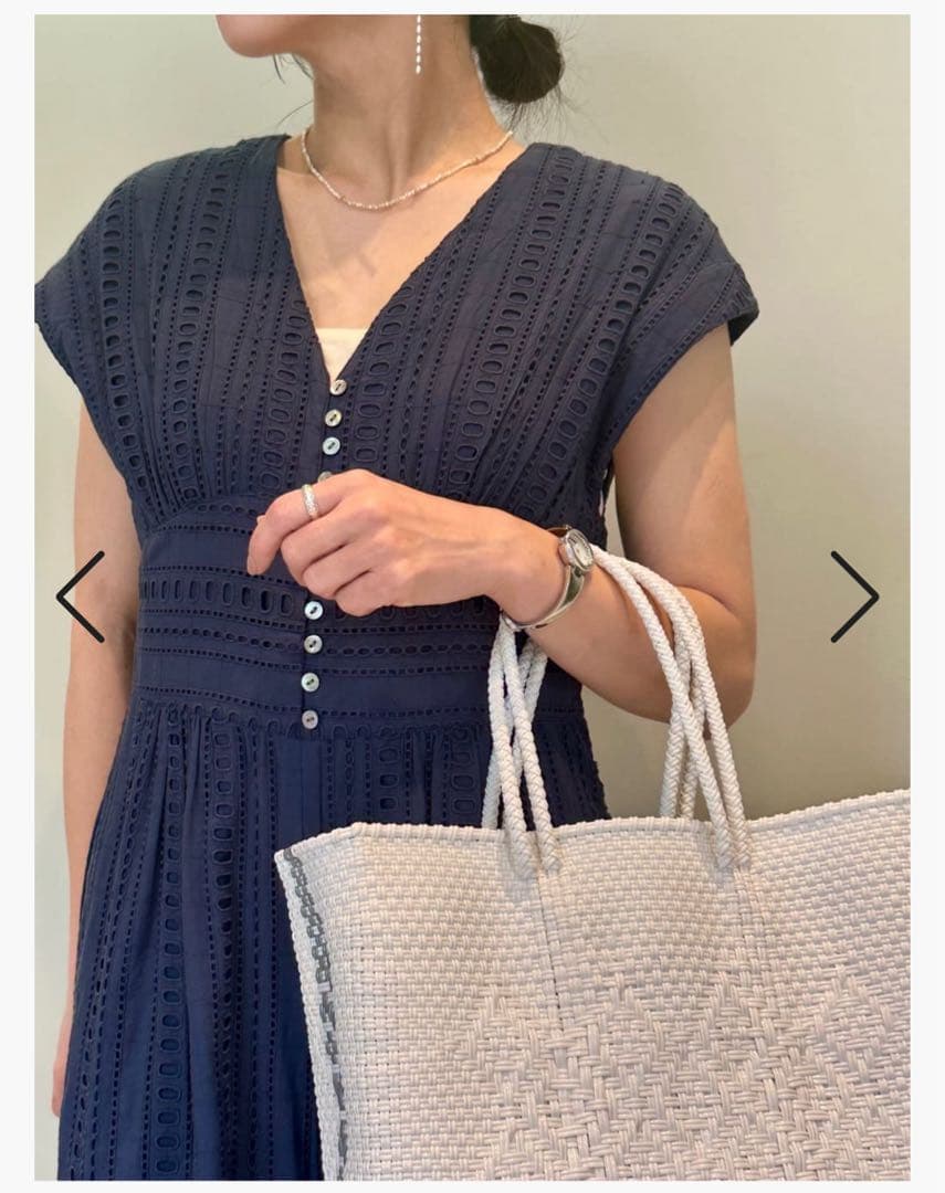 値下ne Quittez pas☆カットワーク　オールインワン☆ネイビー☆美品♪