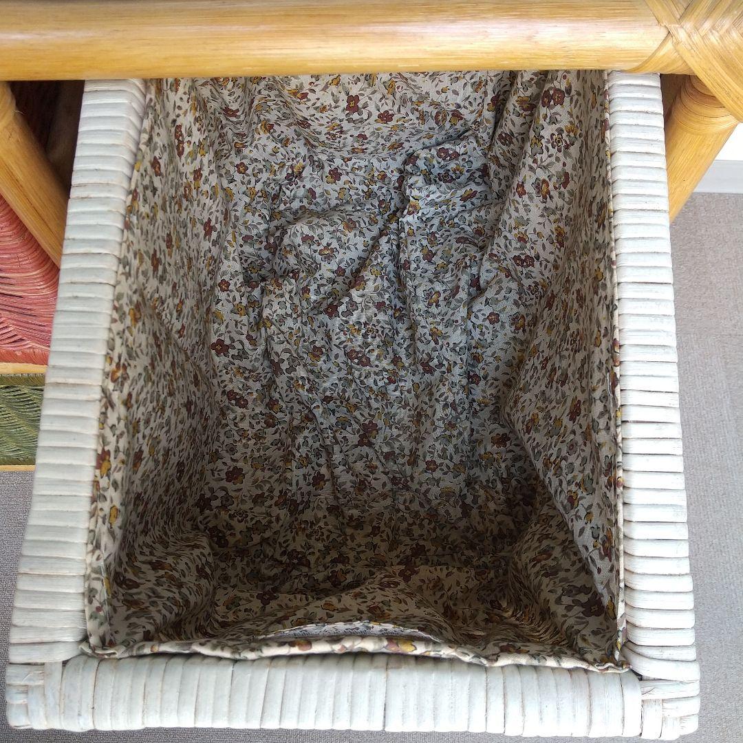 ラタン収納ボックス付きチェスト 引き出し 内張り 布付き