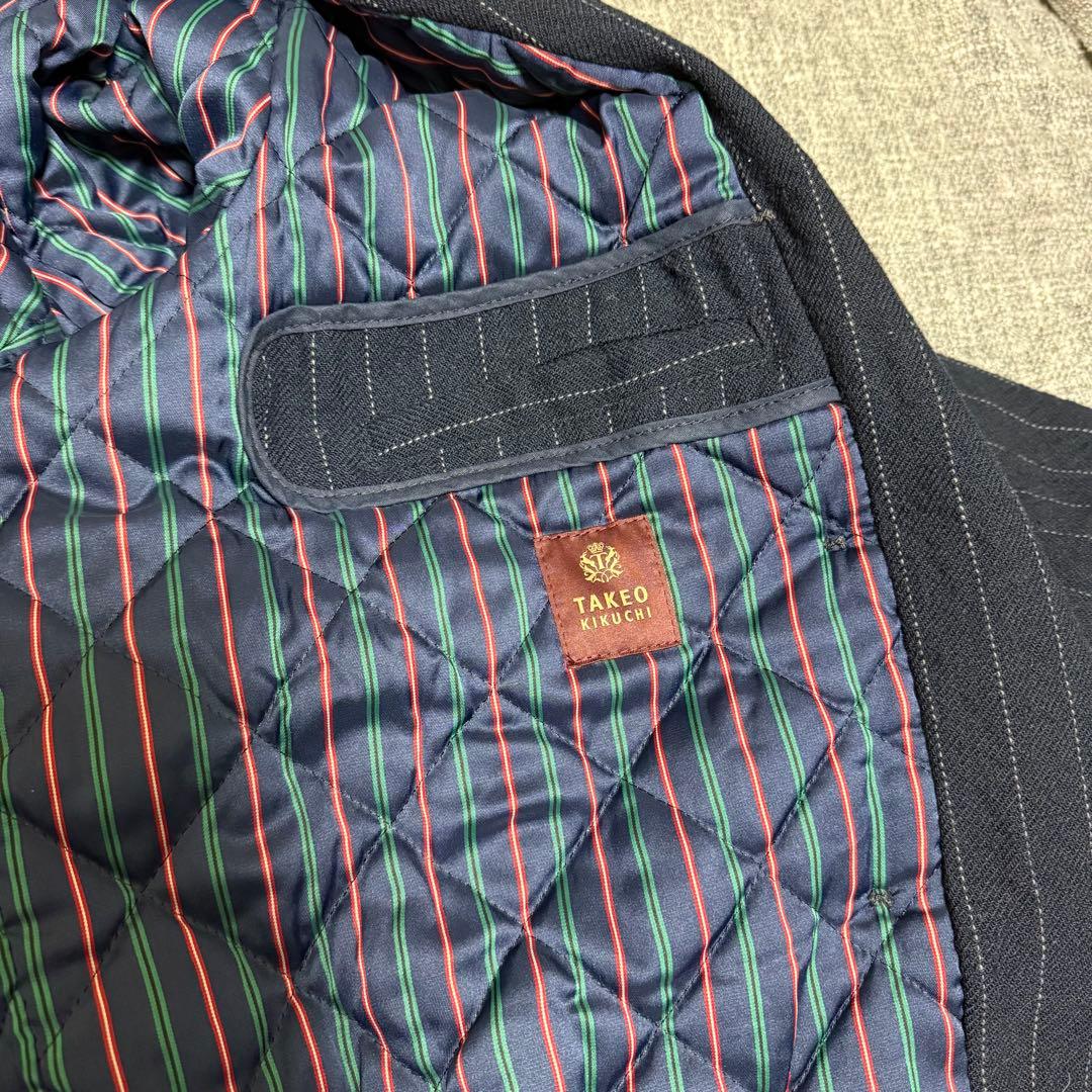 Schott×タケオキクチ★USA製Pコート 裏地キルティング&マルチストライプ