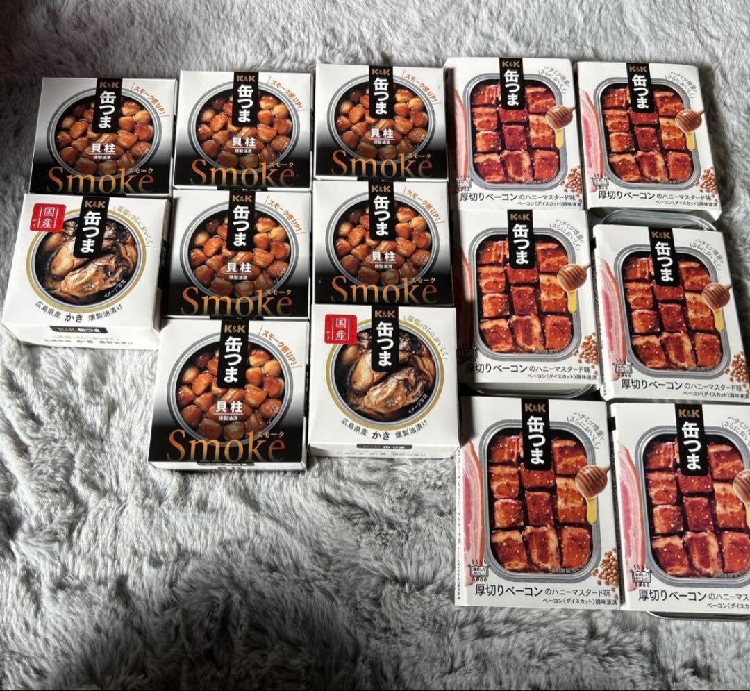 高級缶詰セット缶つま牡蠣帆立12個➕厚切りベーコンセット14個