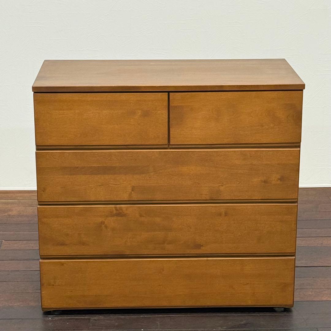 H110K35a 無印良品 MUJI 4段チェスト バーチ材